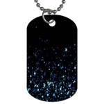 Blue Glowing Star Particle Random Motion Graphic Space Black Dog Tag (Two Sides) Front