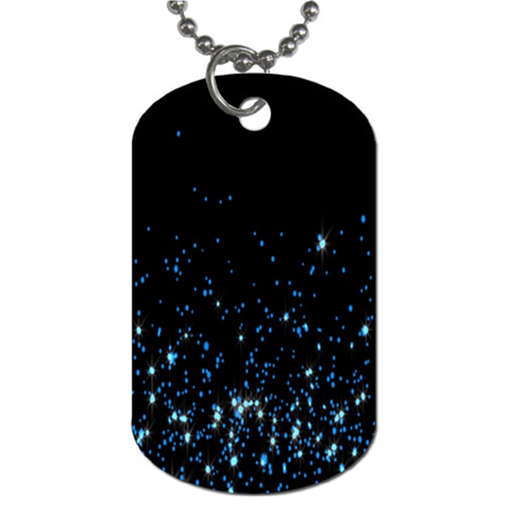 Blue Glowing Star Particle Random Motion Graphic Space Black Dog Tag (Two Sides)