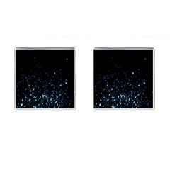 Blue Glowing Star Particle Random Motion Graphic Space Black Cufflinks (square) by Mariart