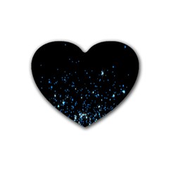 Blue Glowing Star Particle Random Motion Graphic Space Black Heart Coaster (4 Pack) 