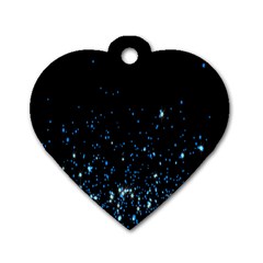 Blue Glowing Star Particle Random Motion Graphic Space Black Dog Tag Heart (one Side) by Mariart