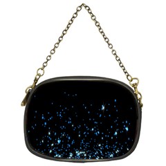 Blue Glowing Star Particle Random Motion Graphic Space Black Chain Purses (one Side)  by Mariart