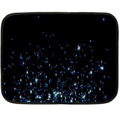 Blue Glowing Star Particle Random Motion Graphic Space Black Double Sided Fleece Blanket (mini) 