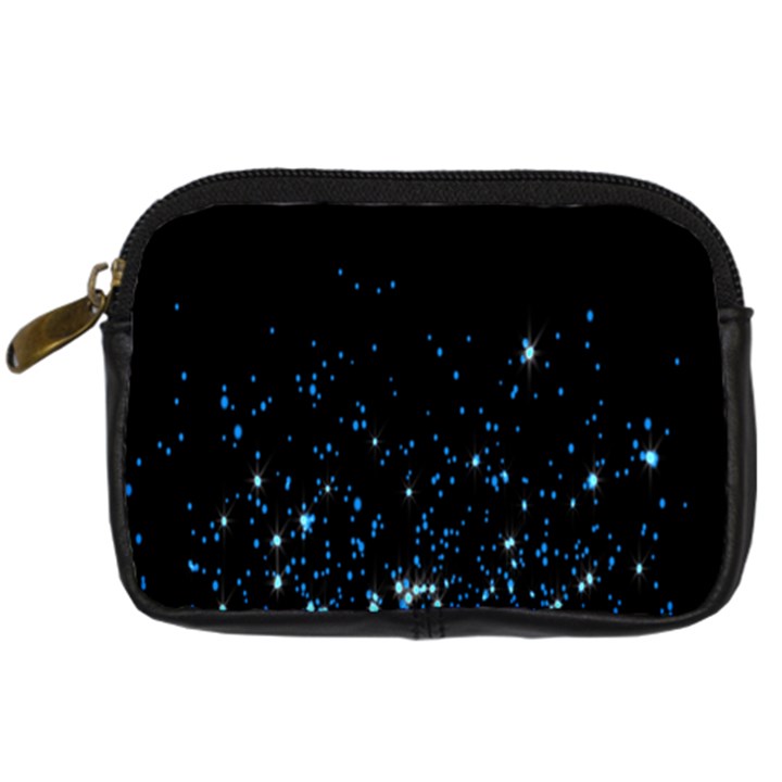 Blue Glowing Star Particle Random Motion Graphic Space Black Digital Camera Cases