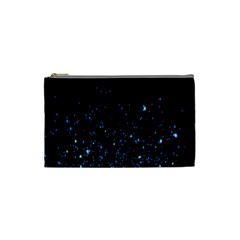 Blue Glowing Star Particle Random Motion Graphic Space Black Cosmetic Bag (small)  by Mariart