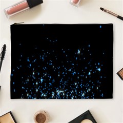 Blue Glowing Star Particle Random Motion Graphic Space Black Cosmetic Bag (xl)