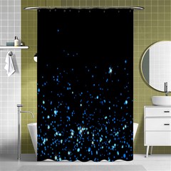 Blue Glowing Star Particle Random Motion Graphic Space Black Shower Curtain 48  X 72  (small) 