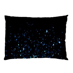 Blue Glowing Star Particle Random Motion Graphic Space Black Pillow Case (two Sides) by Mariart