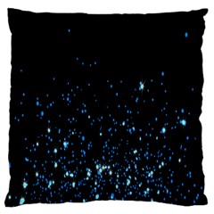 Blue Glowing Star Particle Random Motion Graphic Space Black Large Cushion Case (two Sides) by Mariart