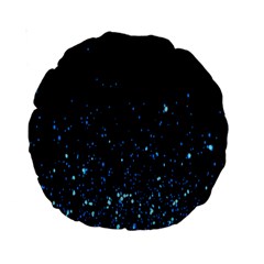 Blue Glowing Star Particle Random Motion Graphic Space Black Standard 15  Premium Round Cushions by Mariart