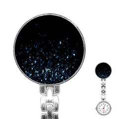 Blue Glowing Star Particle Random Motion Graphic Space Black Stainless Steel Nurses Watch by Mariart