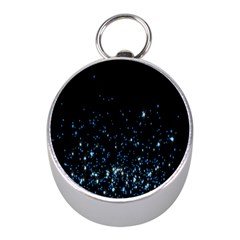 Blue Glowing Star Particle Random Motion Graphic Space Black Mini Silver Compasses by Mariart