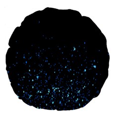 Blue Glowing Star Particle Random Motion Graphic Space Black Large 18  Premium Flano Round Cushions by Mariart