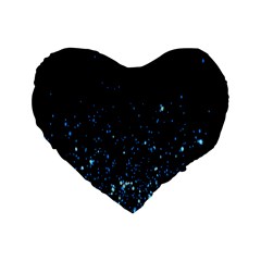 Blue Glowing Star Particle Random Motion Graphic Space Black Standard 16  Premium Flano Heart Shape Cushions