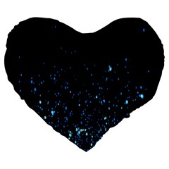 Blue Glowing Star Particle Random Motion Graphic Space Black Large 19  Premium Flano Heart Shape Cushions