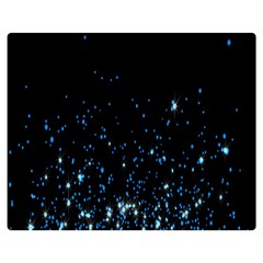 Blue Glowing Star Particle Random Motion Graphic Space Black Double Sided Flano Blanket (medium) 