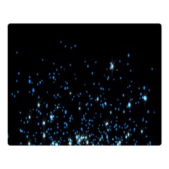 Blue Glowing Star Particle Random Motion Graphic Space Black Double Sided Flano Blanket (large) 