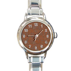 Brick Wall Brown Line Round Italian Charm Watch