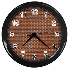 Brick Wall Brown Line Wall Clocks (black)