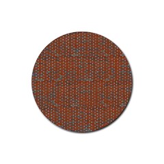 Brick Wall Brown Line Rubber Coaster (round) 