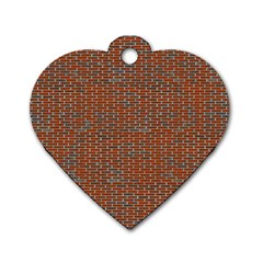 Brick Wall Brown Line Dog Tag Heart (one Side) by Mariart