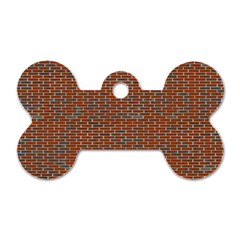 Brick Wall Brown Line Dog Tag Bone (one Side)