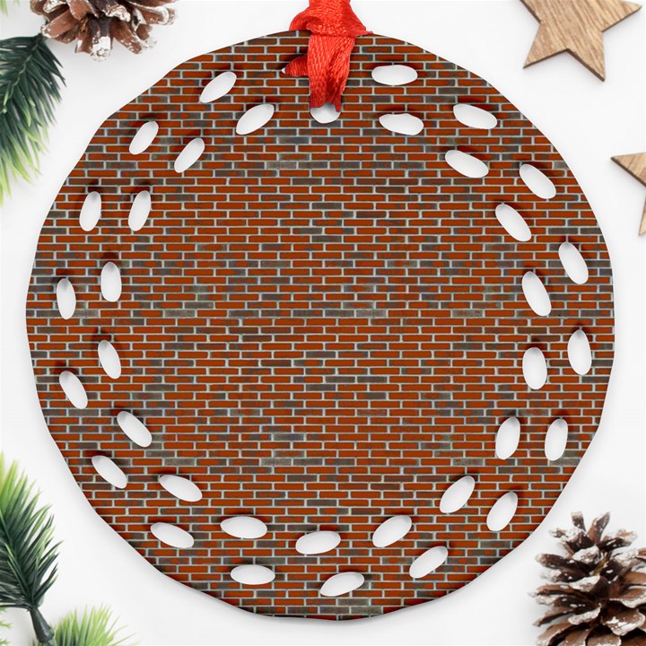 Brick Wall Brown Line Ornament (Round Filigree)