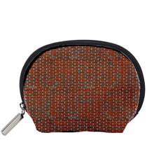 Brick Wall Brown Line Accessory Pouches (small)  by Mariart