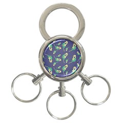 Canaries Budgie Pattern Bird Animals Cute 3-Ring Key Chains