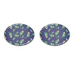 Canaries Budgie Pattern Bird Animals Cute Cufflinks (oval) by Mariart