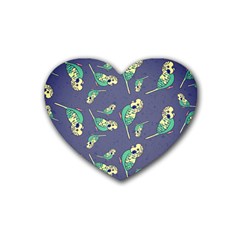 Canaries Budgie Pattern Bird Animals Cute Rubber Coaster (heart)  by Mariart