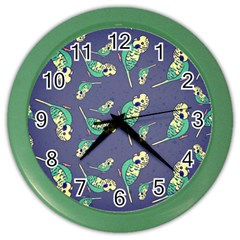 Canaries Budgie Pattern Bird Animals Cute Color Wall Clocks by Mariart