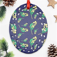 Canaries Budgie Pattern Bird Animals Cute Ornament (Oval Filigree)