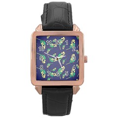 Canaries Budgie Pattern Bird Animals Cute Rose Gold Leather Watch  by Mariart