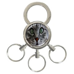 Cat Face Eyes Gray Fluffy Cute Animals 3-ring Key Chains by Mariart