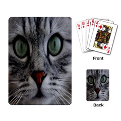 Cat Face Eyes Gray Fluffy Cute Animals Playing Card by Mariart