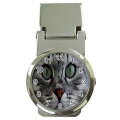 Cat Face Eyes Gray Fluffy Cute Animals Money Clip Watches by Mariart