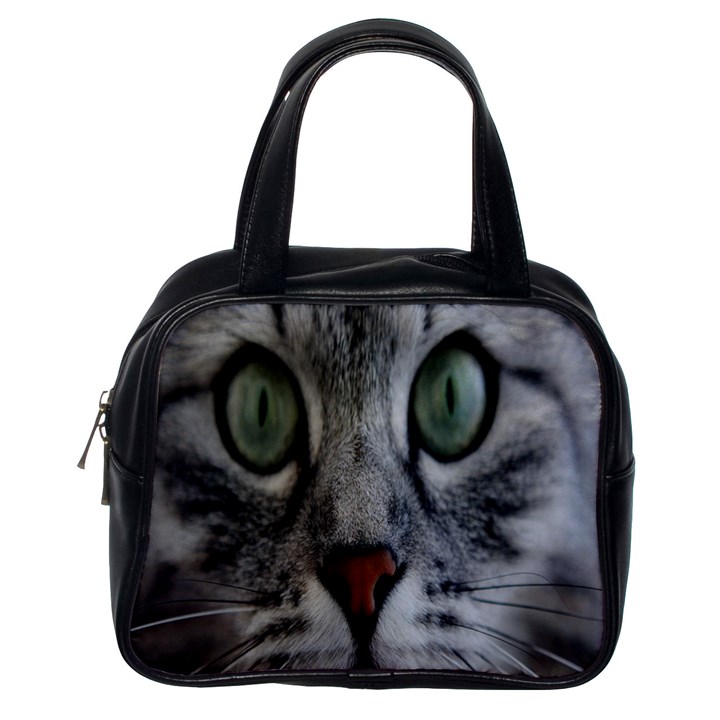 Cat Face Eyes Gray Fluffy Cute Animals Classic Handbags (One Side)