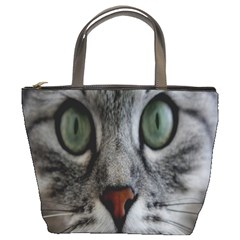 Cat Face Eyes Gray Fluffy Cute Animals Bucket Bags by Mariart