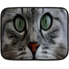 Cat Face Eyes Gray Fluffy Cute Animals Double Sided Fleece Blanket (mini)  by Mariart