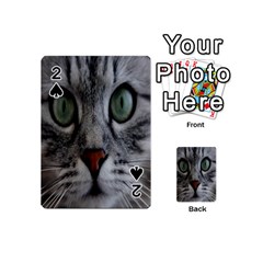 Cat Face Eyes Gray Fluffy Cute Animals Playing Cards 54 (mini)  by Mariart