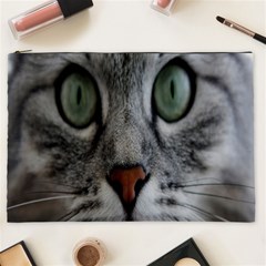 Cat Face Eyes Gray Fluffy Cute Animals Cosmetic Bag (xxl)  by Mariart