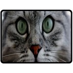 Cat Face Eyes Gray Fluffy Cute Animals Double Sided Fleece Blanket (Large)  80 x60  Blanket Back