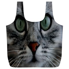 Cat Face Eyes Gray Fluffy Cute Animals Full Print Recycle Bags (l)  by Mariart