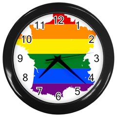 Flag Map Stripes Line Colorful Wall Clocks (black)