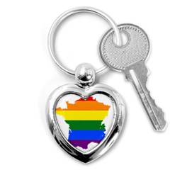 Flag Map Stripes Line Colorful Key Chains (heart) 