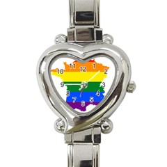 Flag Map Stripes Line Colorful Heart Italian Charm Watch