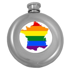 Flag Map Stripes Line Colorful Round Hip Flask (5 Oz)