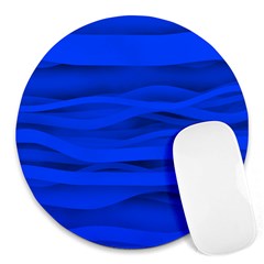 Dark Blue Stripes Seamless Round Mousepads