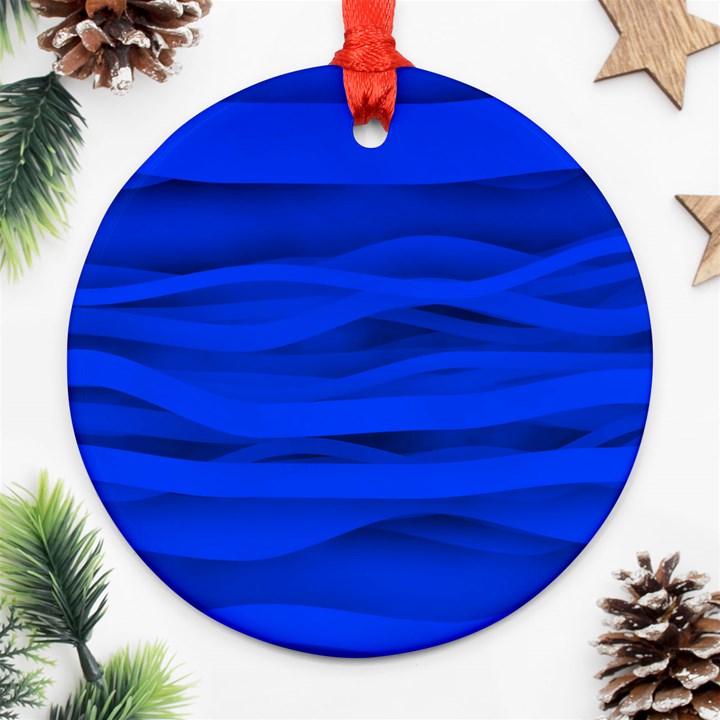 Dark Blue Stripes Seamless Ornament (Round)